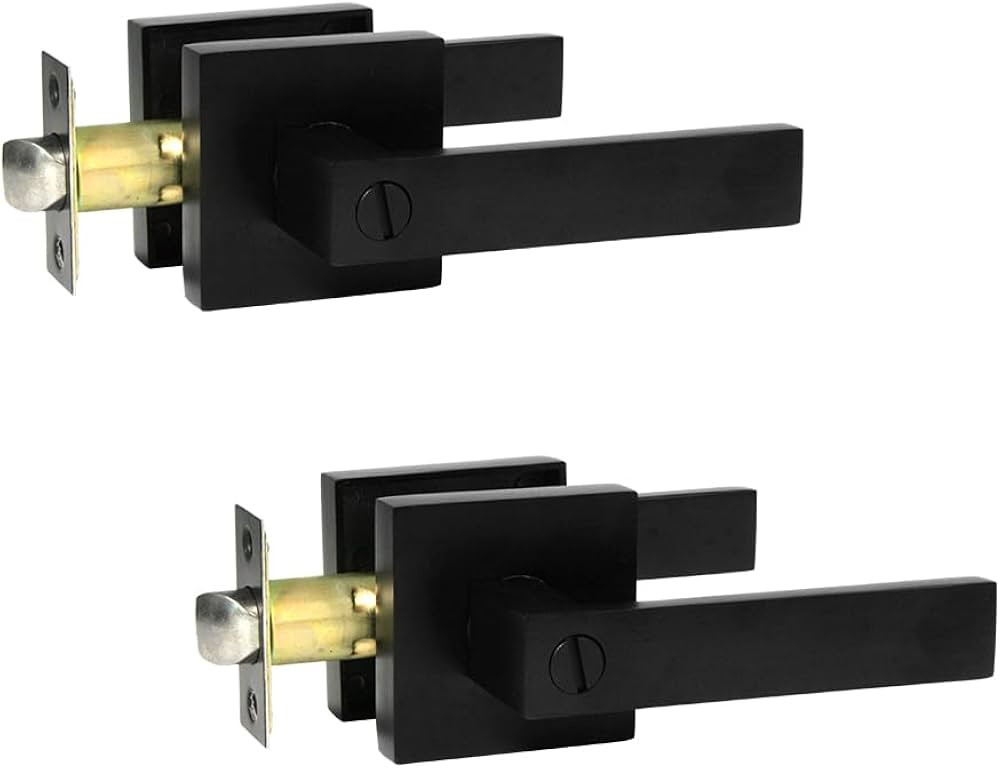 SUNTAI 2 Pack Matte Black Interior Privacy Door Lever, Heavy Duty Door Lever Handle, Square Plate... | Amazon (US)