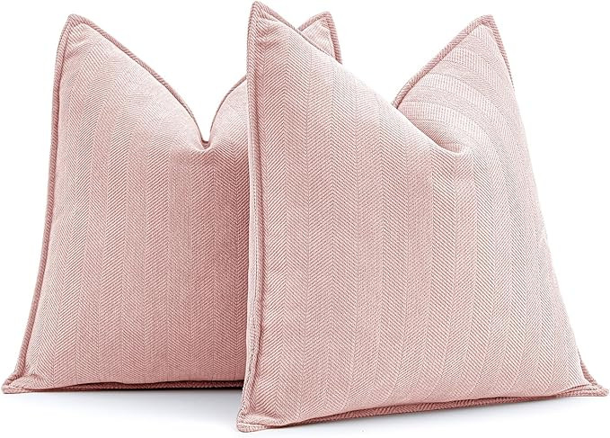 MIULEE Pack of 2 Pink Valentines Decorative Pillow Covers 18x18 Inch Soft Chenille Luxurious Couc... | Amazon (US)