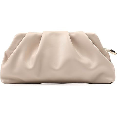 CHARMING TAILOR Chic Soft Vegan Leather Clutch Bag Dressy Pleated PU Evening Purse for Women | Amazon (US)