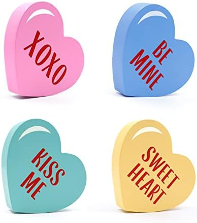 Valentine's Day Conversation Heart Signs Valentines Wooden Decoration Love Sign Candy Heart Tiere... | Amazon (US)
