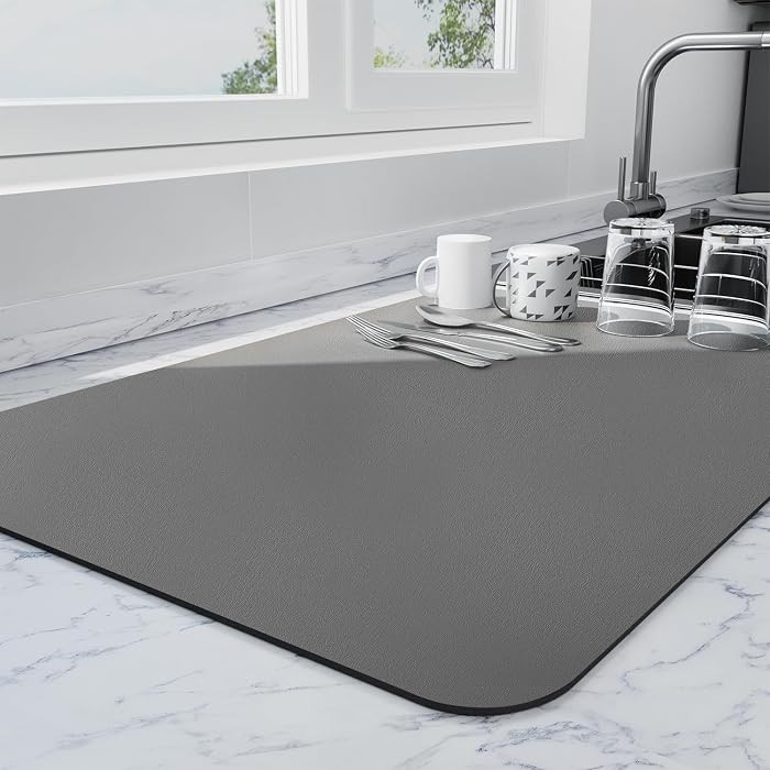 Dish Drying Mat for Kitchen Counter | Coffee Bar Mat for Countertops | Heat Resistant Drainer Mat... | Amazon (US)