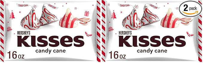 HERSHEY'S KISSES Candy Cane Flavored, Christmas Candy Bag, 16 oz (Pack of 2) | Amazon (US)