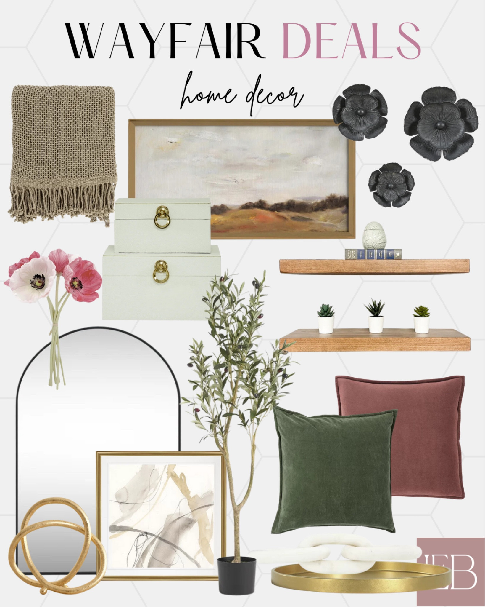 5 DAYS OF DEALS at Wayfair! So many beautiful home decor finds.

Throw blanket. Art. Wall decor. Shelves. Decorative boxes. Arched mirror. Florals. Throw blankets. Olive tree. Tray. Gold knot. Marble chain. Wayfair home. Wayfair decor. Wayfair sale. Wayfair deals. 

#LTKhome #LTKsalealert #LTKFind