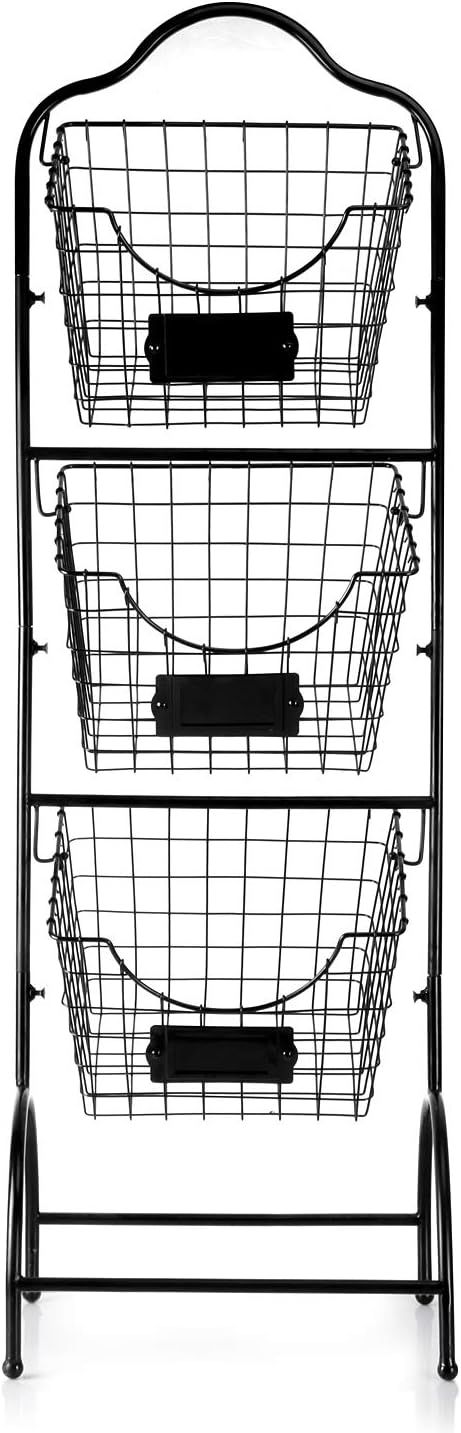 Sunny Living 3-Tier Market Basket Stand, Kitchen Fruit Storage Basket for Kitchen, Bathroom Towel... | Amazon (US)