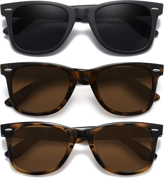 MEETSUN Retro Polarized Sunglasses for Women Men Classic Mirror Lens Driving Trendy Sun Glasses UV Protection (3 Pack) | Amazon (US)