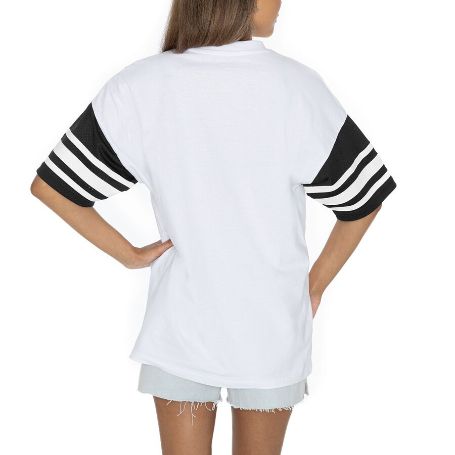 Women's Baltimore Ravens Gameday Couture White Vintage Look Contrast Mesh Striped Raglan T-Shirt | NFL Shop