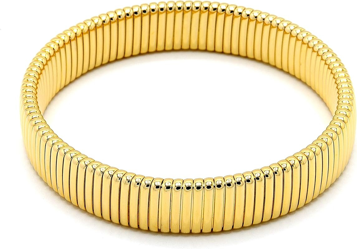 Marshal Metal Fashion Bracelet Tubogas 14k Gold Plated Brass Stretch Omega Cobra Bracelet (12mm) | Amazon (US)