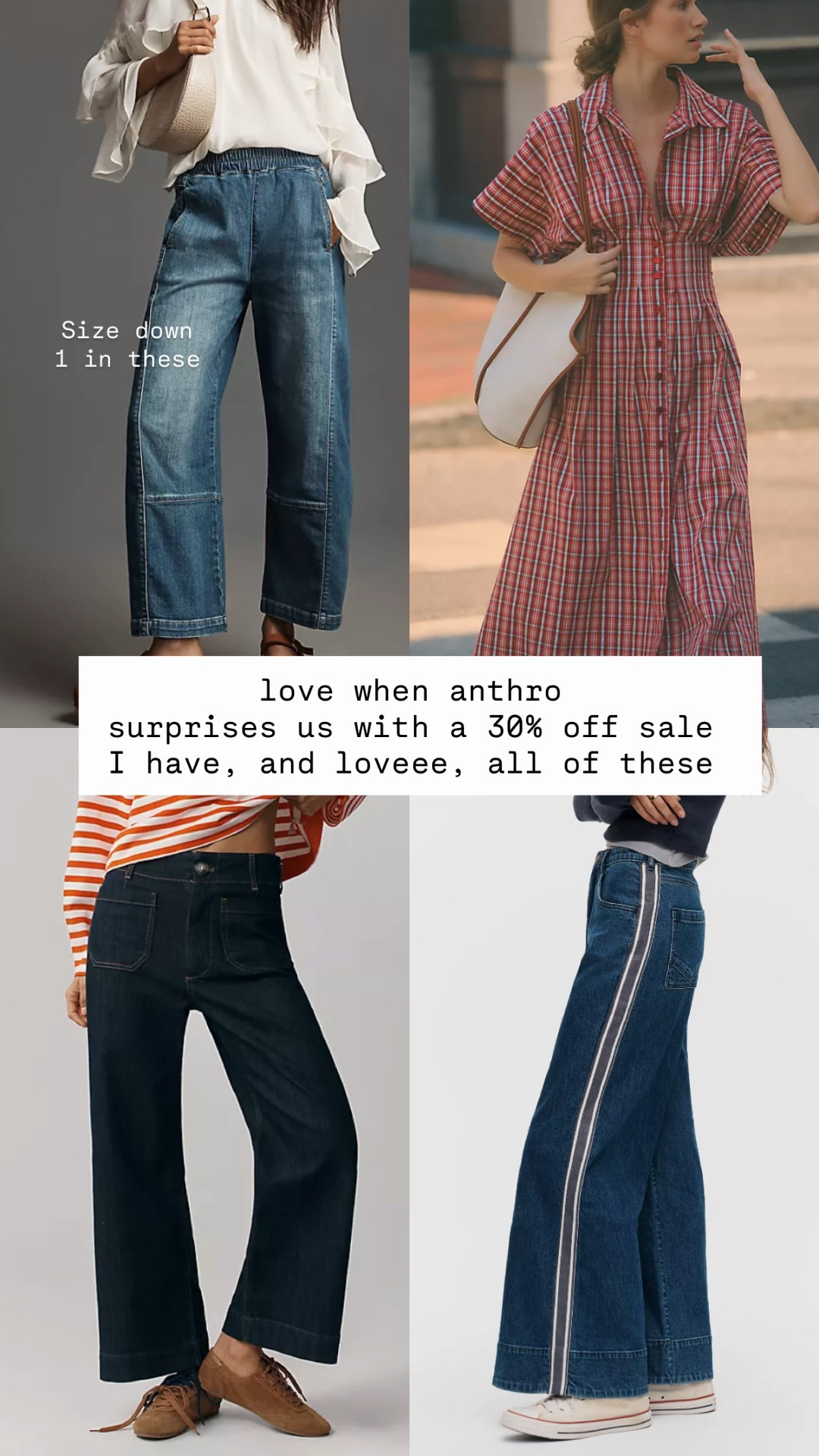 30% off Select items at anthropology. I have in love all of these. 

First pair of denim, the pool on, size 
Down one 

@Anthropologie￼￼