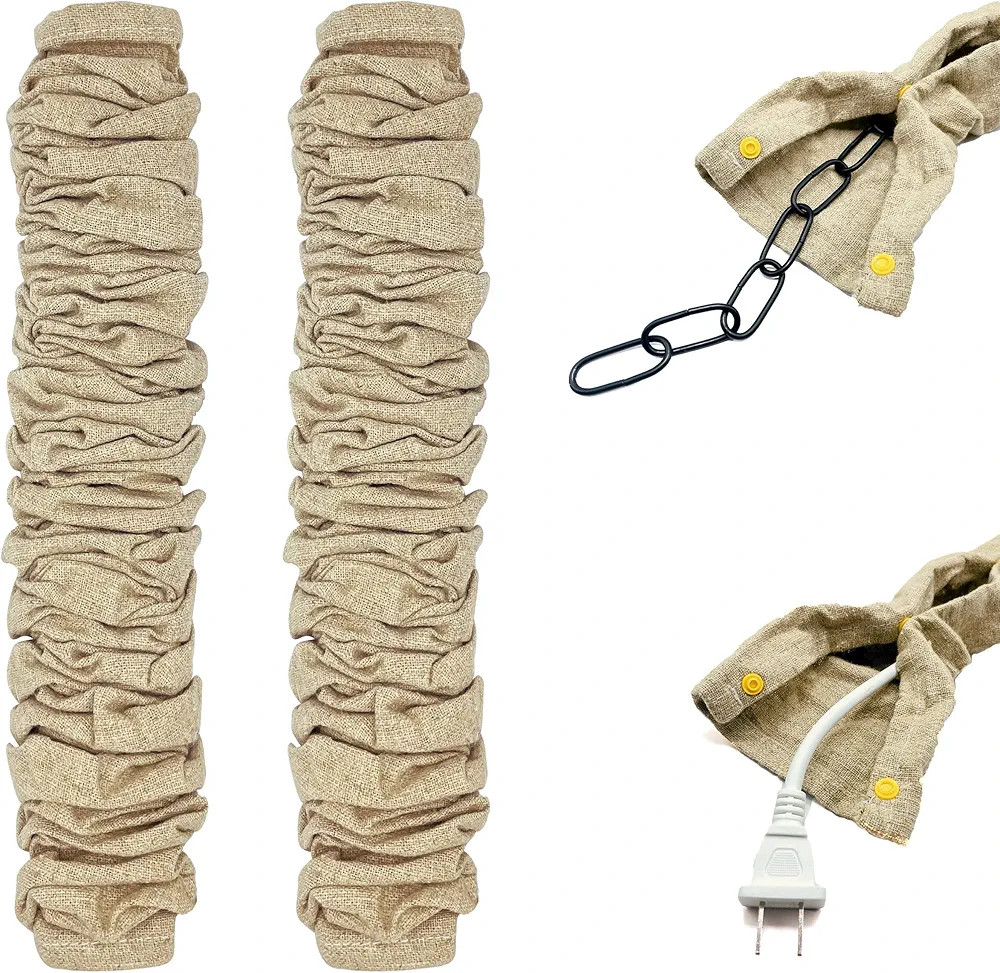 2 Pack Chandelier Cord Cover, 6 Feet Chain Cover for Chandelier Lighting Wires, Brown | Amazon (US)