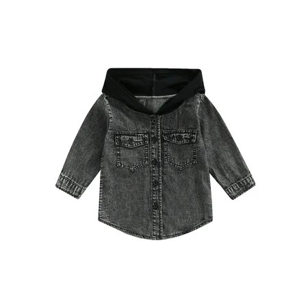 Farrubbyine8 Autumn Baby Denim Jackets Coats Patchwork Hooded Kids Boys Coat Toddler Clothes Childre | Walmart (US)