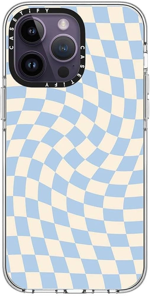 CASETiFY Clear Case for iPhone 14 Pro Max Compatible with Magsafe - Check II - Baby Blue Twist | Amazon (US)
