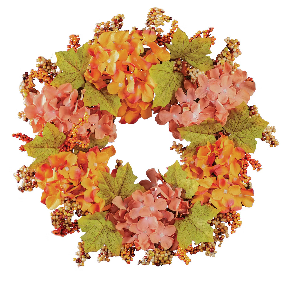 Collections Etc Artificial Fall Hydrangea & Berries Wreath 17.7" x 17.7" x 3.94" | Target