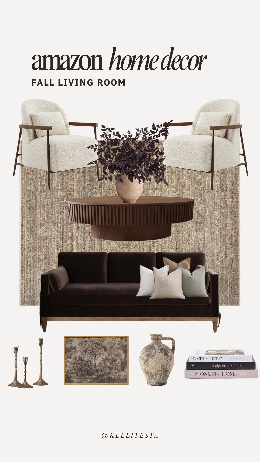 Neutral living room for fall, cozy home decor, layered living room, cozy fall decor