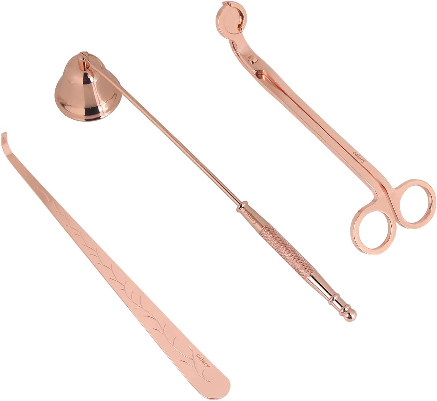 calary Candle Wick Trimmer Candle Snuffer & Candle Accessory Set (Rose Gold) | Amazon (US)