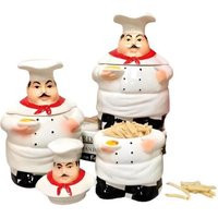 Chef Canister Set Of 3 - Hand-Painted Ceramic Kitchen Jars With Lids, Coffee Sugar Flour Spice Storage, Gift For Home Chefs | Etsy (US)