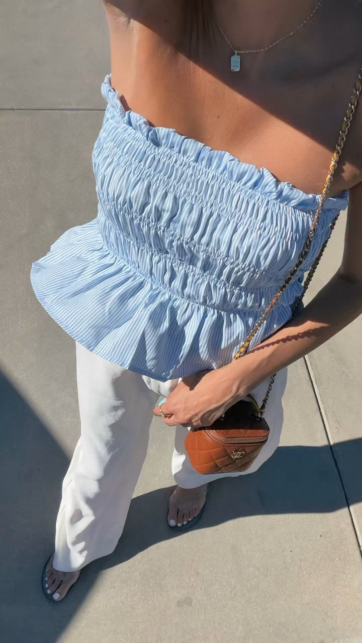 Summer outfit 🤍

Blue top from a cute matching set - size small 
White pants - size small 
@Madewell jelly sandals 
@Vivrelle Chanel bag 

Vacation outfit, date night outfit, Amazon fashion

#LTKootd #LTKgrwm #LTKOver40
