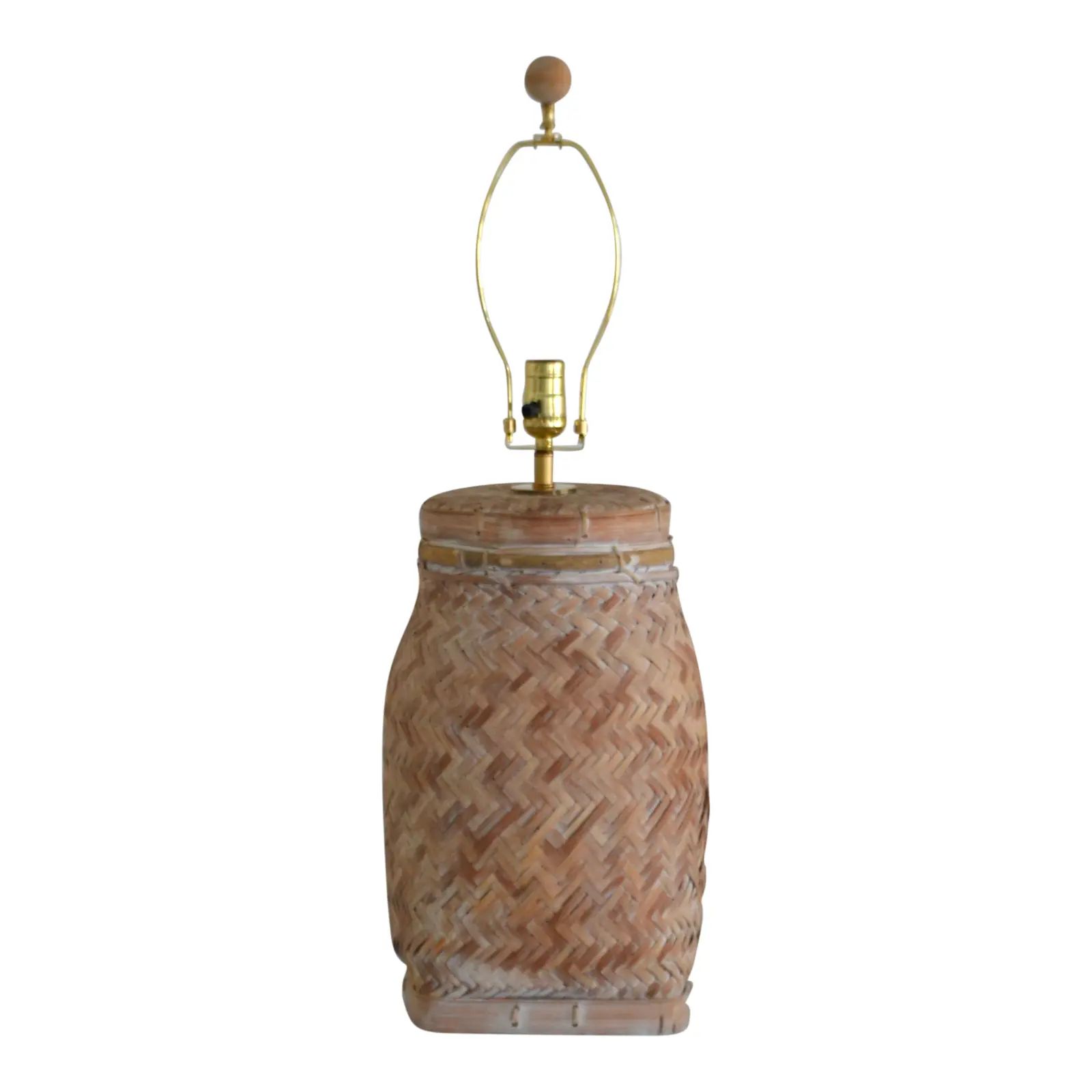 Mid-Century Woven Rattan Lamp | Chairish