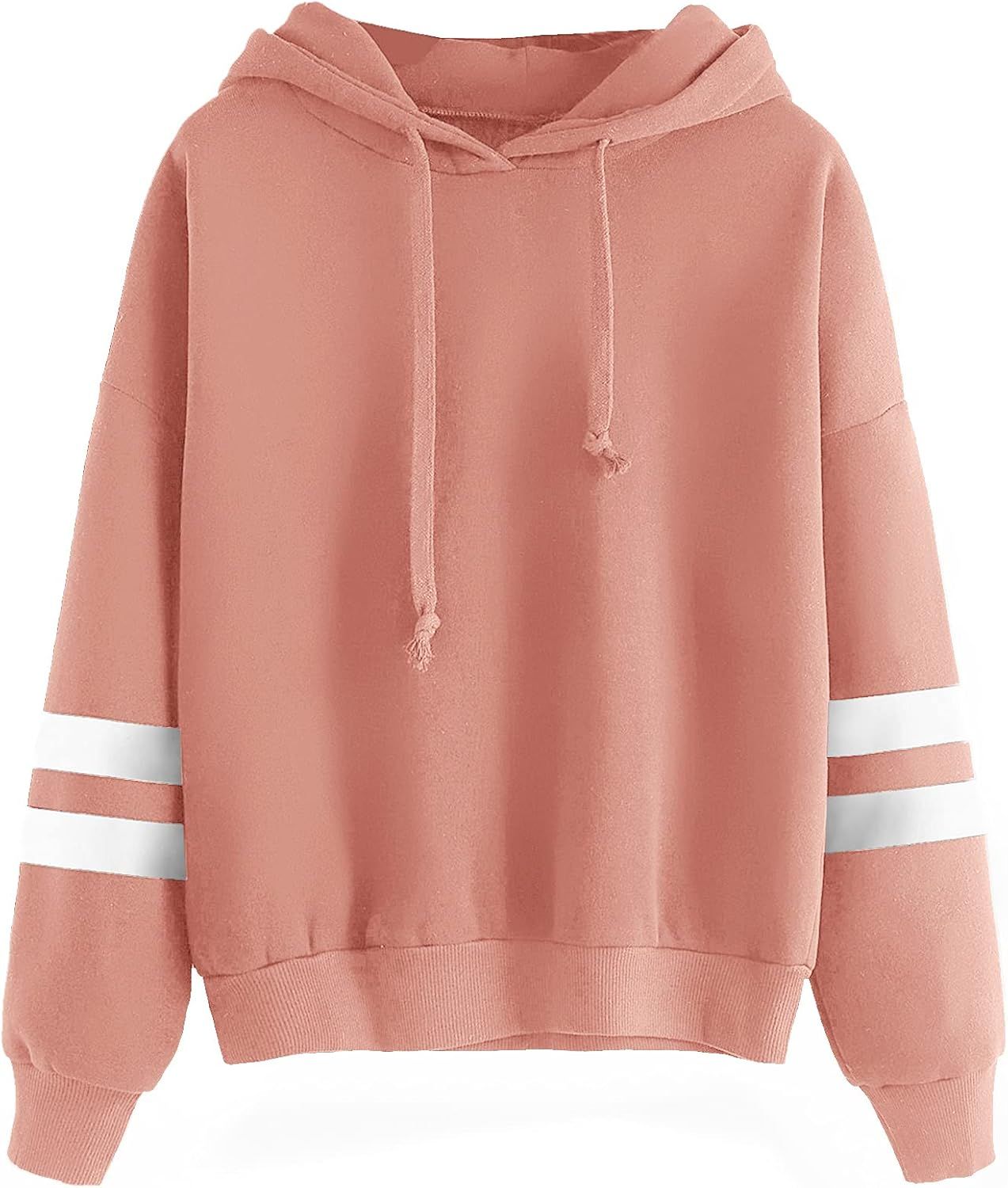 SweatyRocks Sweatshirt Pullover Fleece Drop Shoulder Striped Hoodie | Amazon (US)