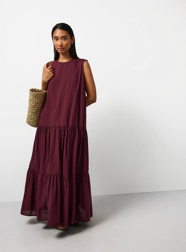 Buy Berry Red Drop Waist Sleeveless Tiered Dress 6 | Midaxi | Tu | Tu Clothing