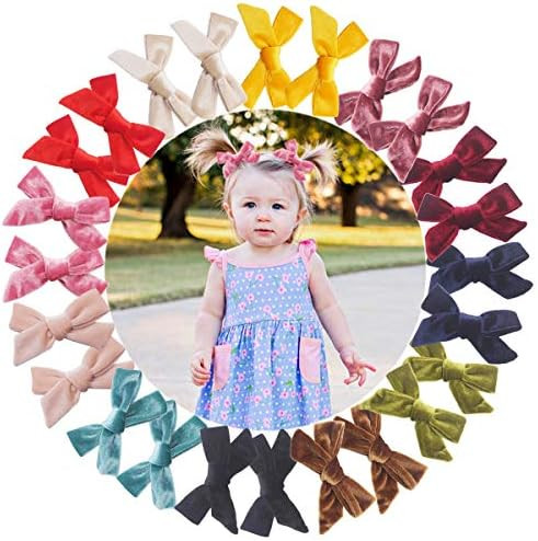 24PCS/12Pairs Velvet Hair Bows Clips Baby Girls 4Inch Hair Bows Metal Hair Clips Barrettes Hair Acce | Amazon (US)