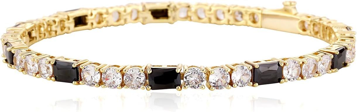 Tennis Bracelets for Women 4MM Diamond Silver Chain Bracelet 14K Gold Plated Classic Cubic Zircon... | Amazon (US)