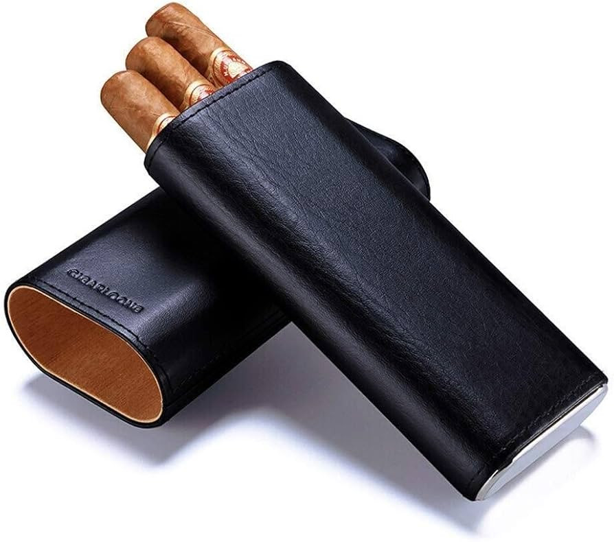KXA Cigar Humidor Can Accommodate 3 Cigars Cuban Cigarette Case Travel Portable Cigar Bag Leather... | Amazon (US)