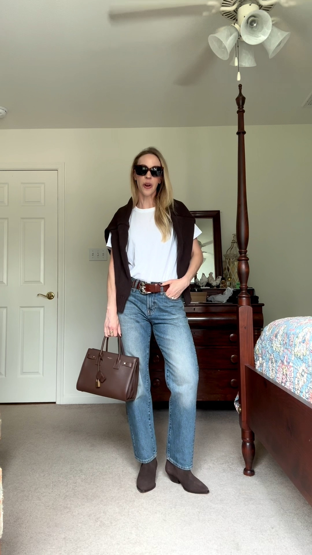 Casual fall look over 40, white tee with jeans, @Zara western belt, cowboy boots

#LTKootd #LTKgrwm #LTKOver40