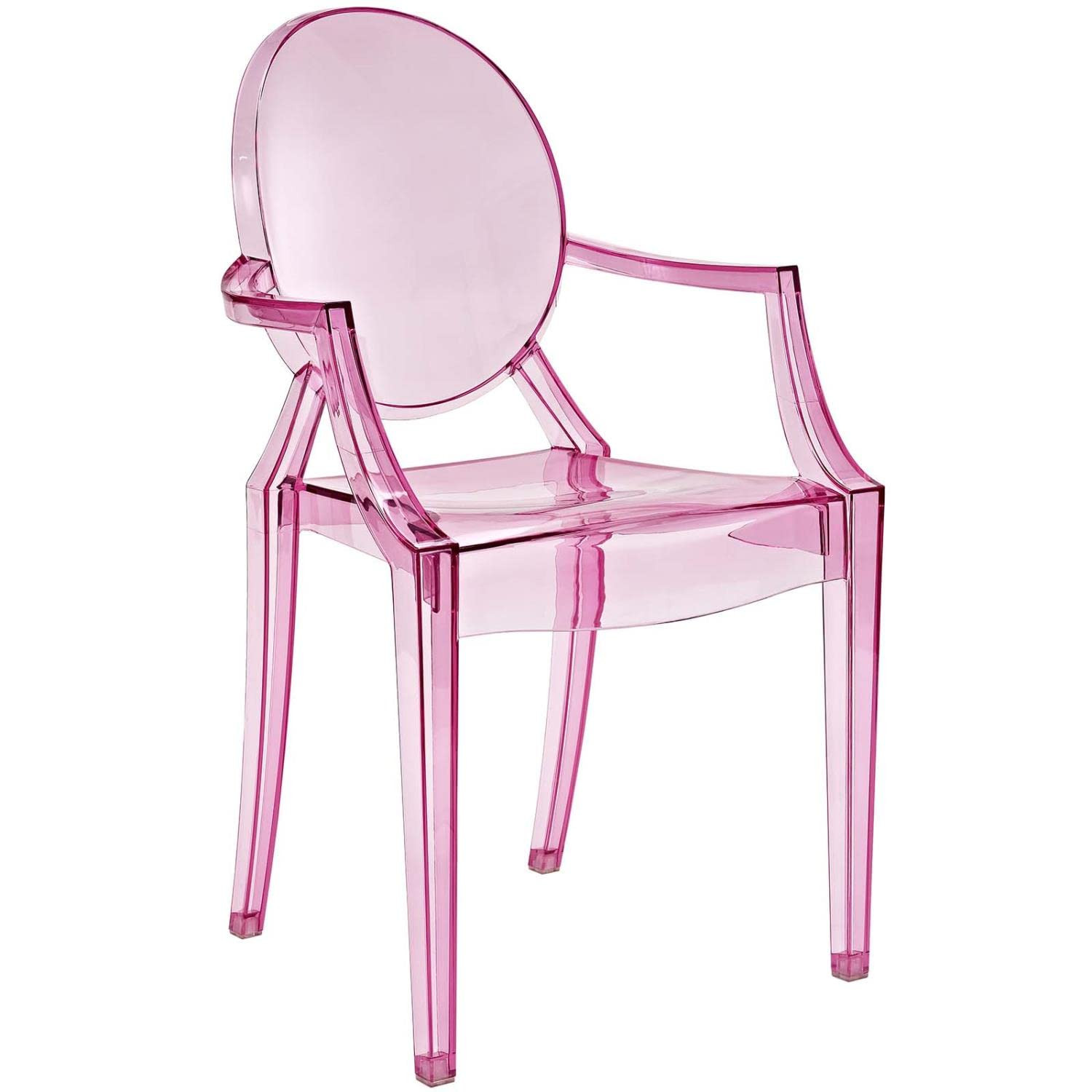 Modway Casper Modern Acrylic Stacking Kitchen and Dining Room Arm Chair in Pink - Fully Assembled | Amazon (US)