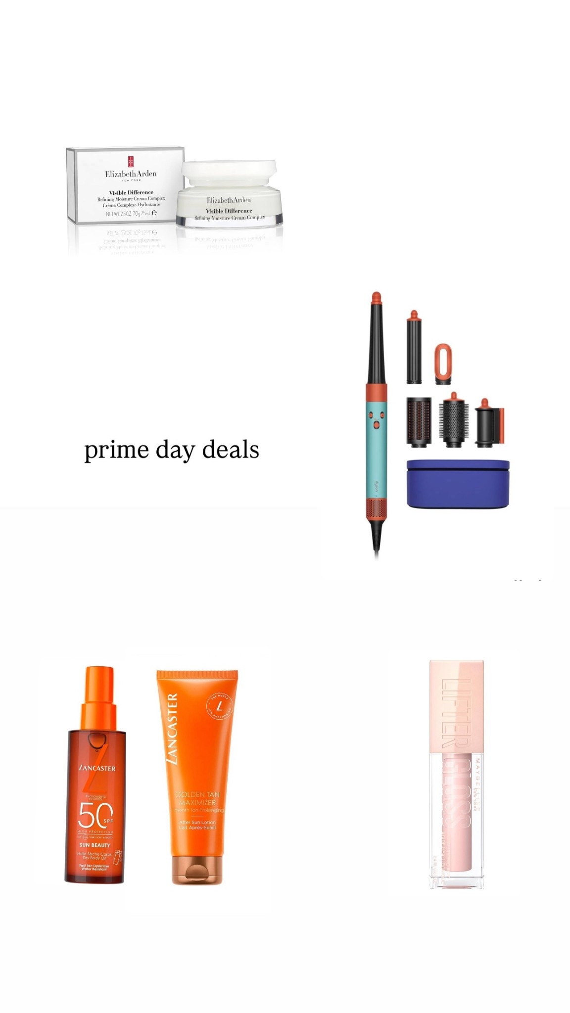 Face cream has 74% off only £9.99

Lipgloss (shade ice) 39% off now £5.45

Lancaster has 29% off 

Dyson air wrap has 21% off 

