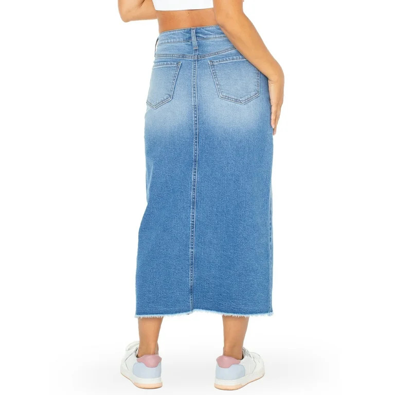 Celebrity Pink Juniors and Juniors Plus Fray Hem Denim Skirt | Walmart (US)
