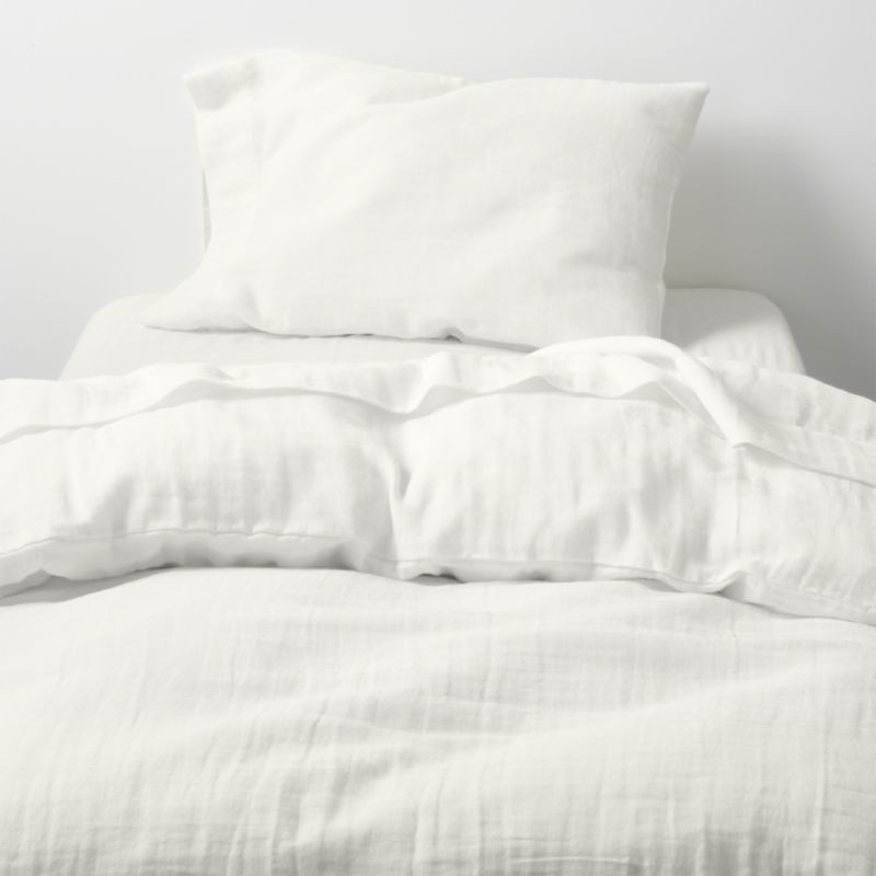Supersoft Pampas Ivory Organic Cotton Gauze Toddler Duvet Cover + Reviews | Crate & Kids | Crate & Barrel