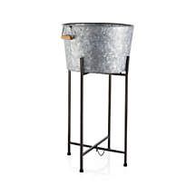 Galvanized Beverage Tub with Black Stand + Reviews | Crate and Barrel | Crate & Barrel