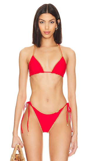 Luli Chic Seamless Triangle Bikini Top in Red | Revolve Clothing (Global)