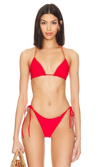 Luli Chic Seamless Triangle Bikini Top in Red | Revolve Clothing (Global)
