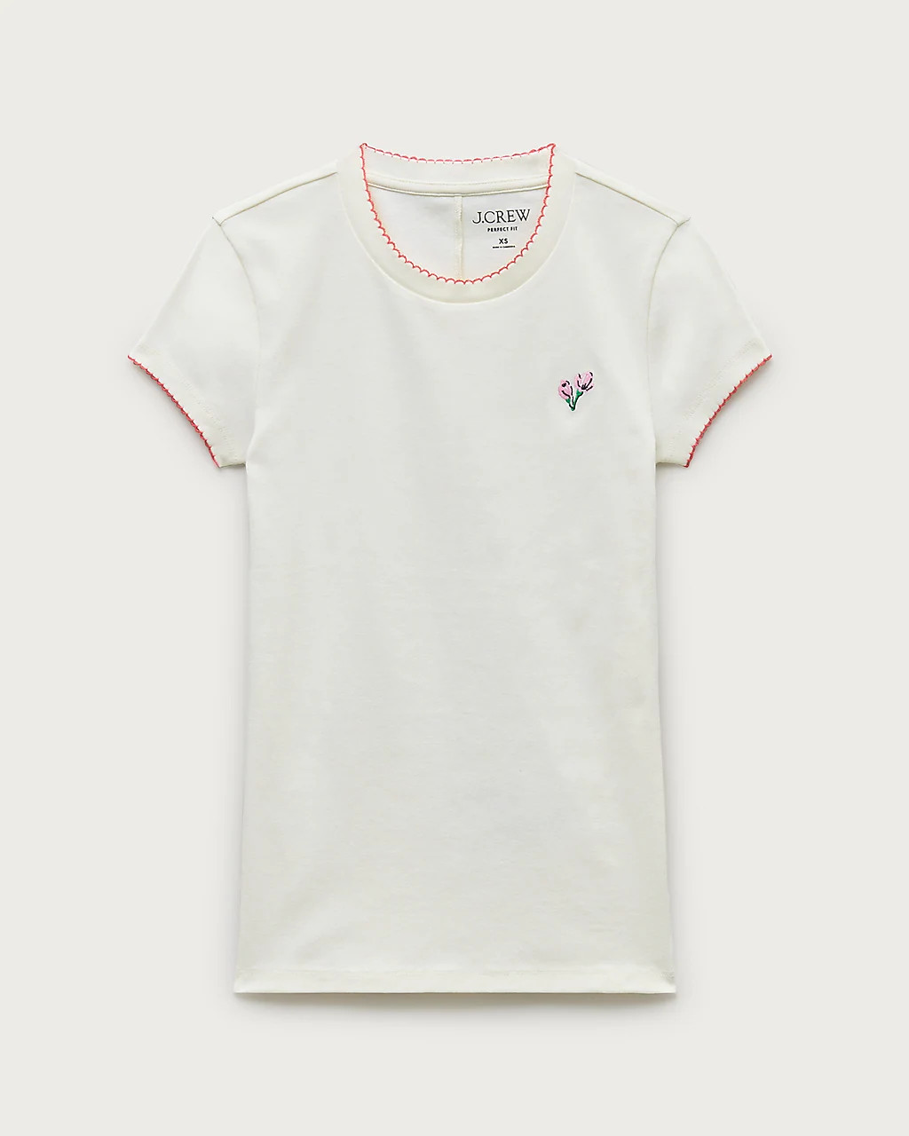 Perfect-fit crewneck T-shirt with flower embroidery | J. Crew US