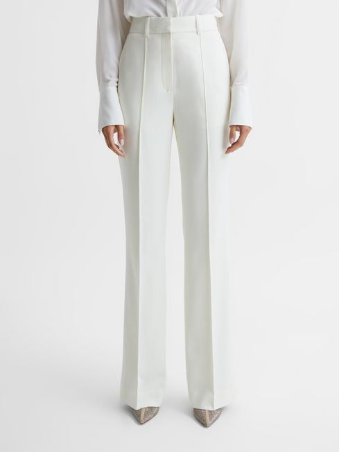 Reiss White Taite Petite Flared Tuxedo Trousers | Reiss US