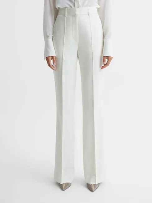 Reiss White Taite Petite Flared Tuxedo Trousers | Reiss US