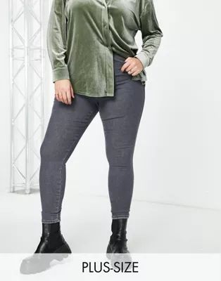 Dr Denim Plus Moxy sky high super skinny jeans in dark washed grey | ASOS (Global)