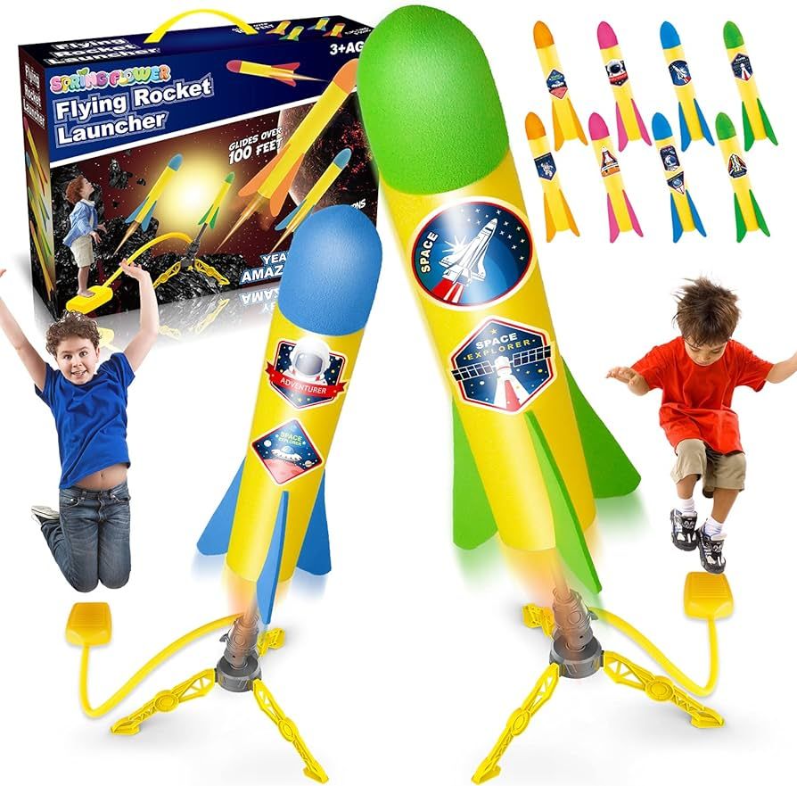 SpringFlower Toy Rocket Launcher for Kids, 2 Sturdy Rocket Launchers, 8 Colorful Foam Rockets, Fu... | Amazon (US)