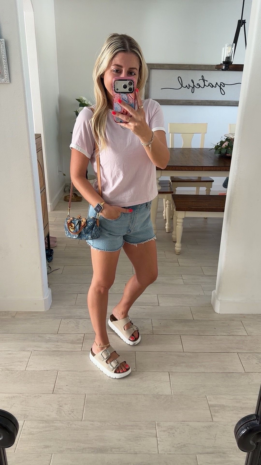 Everyday outfit on sale 
Small tee
Denim shorts 
Sandals tts
Vivrelle code: ChristinaChapman

#LTKootd #LTKSaleAlert