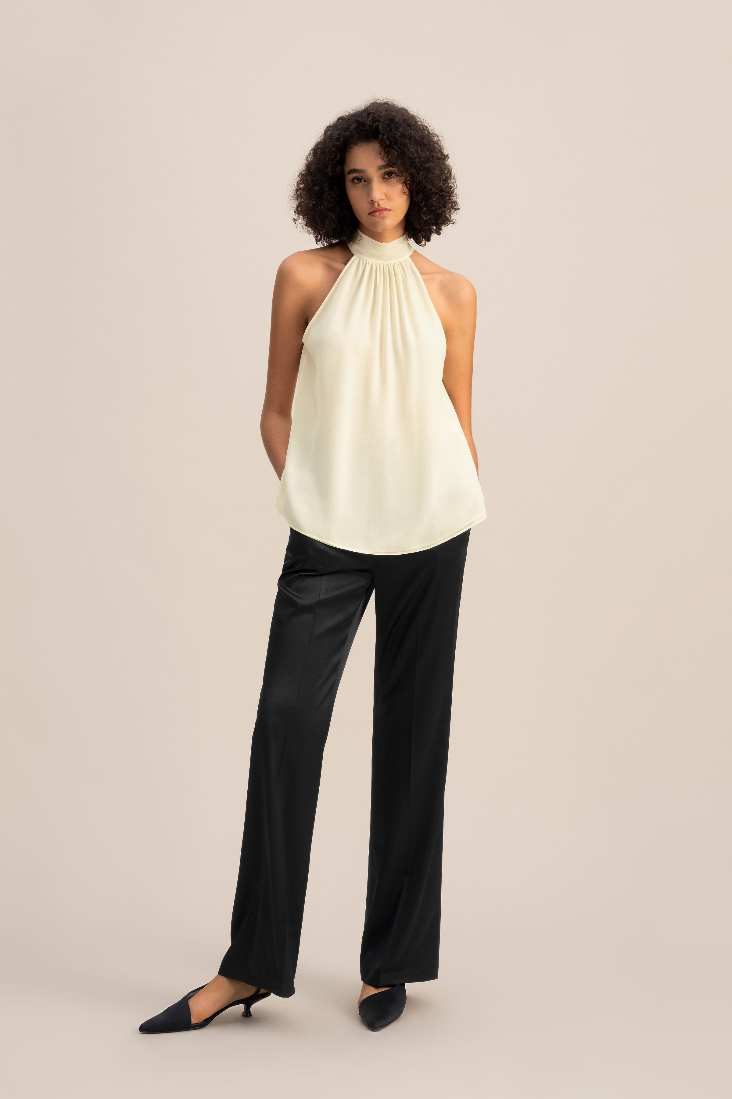 Silk Georgette Halter Neck Top | LilySilk