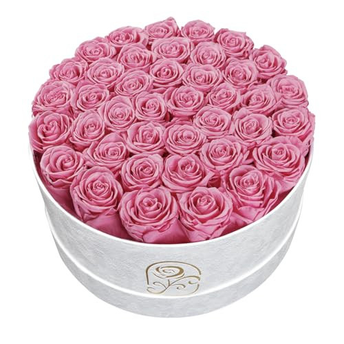 Gifts for Women Preserved Roses Flower Box, Luxury Velvet Box with 40 Roses, Preserved Flowers, Romantic Gift for Her, Wife, Girlfriend, Birthday Anniversary Christmas (Pink) | Amazon (US)