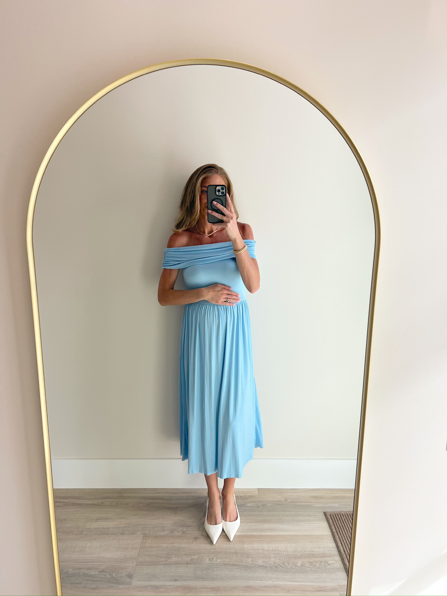 The sweetest blue Spring dress! Size medium for height and bump! So comfy!!! 

 #LTKgrwm #LTKootd #LTKmomlife