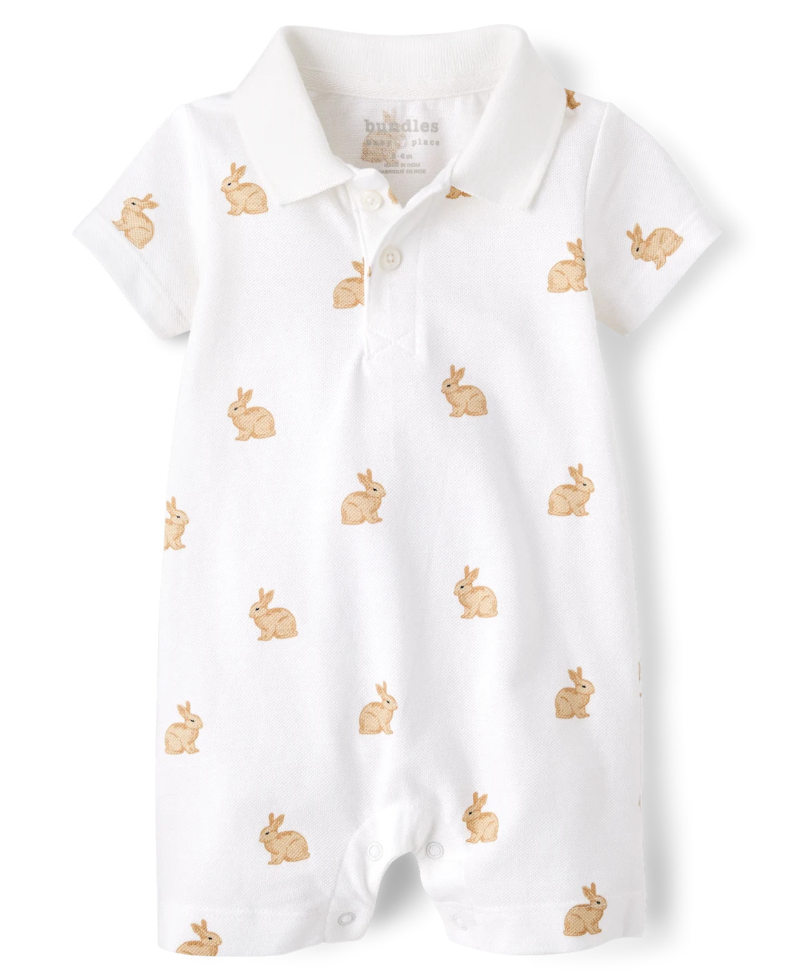 Baby Boys Bunny Polo Romper - white | The Children's Place