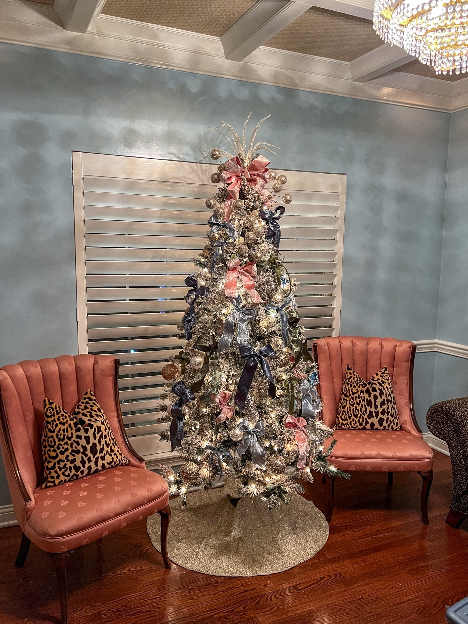 This room is still in it’s infancy, but here is my tree for this year. I’ve tagged the diamond bow ornaments and the leopard pillows. 

Under $100 - home decor - Christmas decor - holiday decor - Christmas tree - flocked tree - preppy - ornaments - leopard pillows - down pillows - little design company - grandmillennial - traditional decor - home design - living room - family room - Black Friday - cyber Monday 

#LTKfindsunder100 #LTKSeasonal #LTKhome