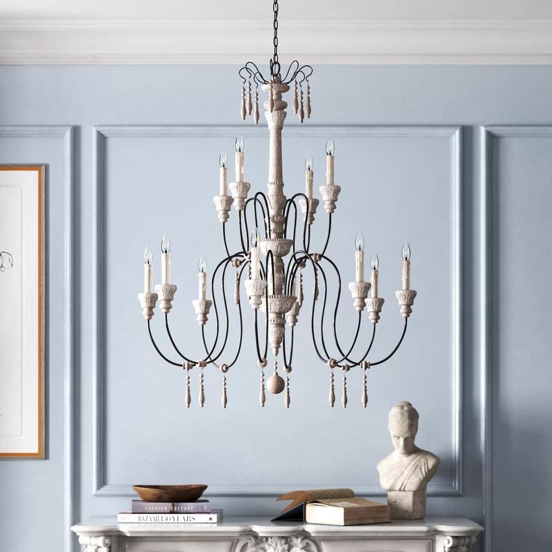 12 - Light Candle Style Chandelier with Beaded Accents | Wayfair North America