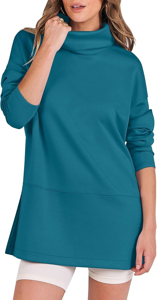 ANRABESS Womens Oversized Turtleneck Long SLeeve Pullover Sweatshirts Tunic Top 2024 Fall Trendy ... | Amazon (US)