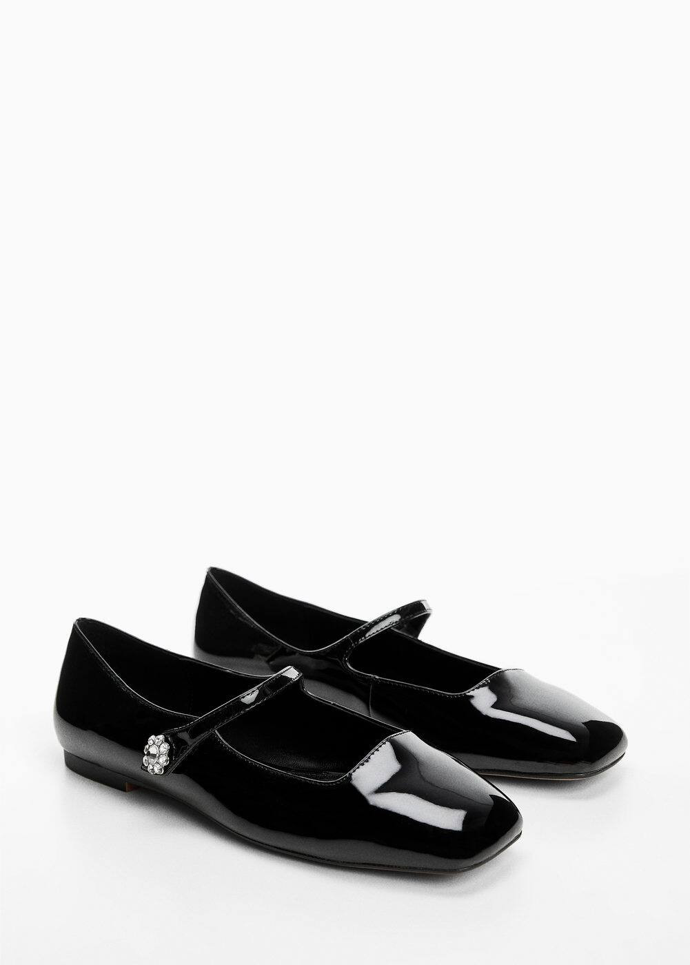 Jeweled patent leather-effect ballerinas -  Women | Mango USA | MANGO (US)