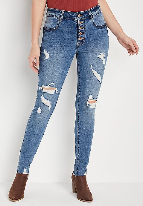 m jeans by maurices™ Vintage High Rise Ripped Jegging | Maurices