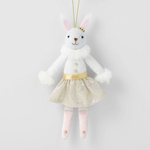 Dressed Bunny with Gold Skirt and White Scarf Christmas Tree Ornament - Wondershop™ | Target